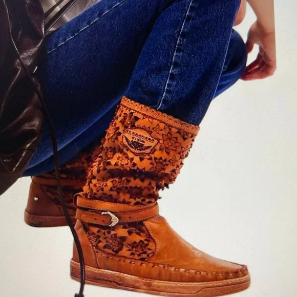 EL VAQUERO "Picking Daisies" Artisan Mocc Boots/Floral Cutouts: New with Box: 38 - Picture 12 of 13